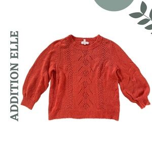 Addition Elle Textured Knit Sweater Long Sleeve Burnt Orange | Size 2X